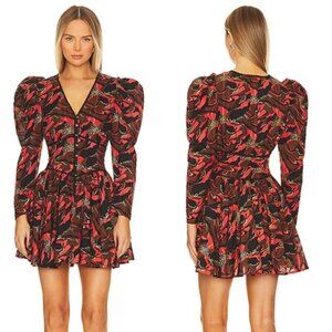 NWT Cleobella Reagen Puff Sleeve V-Neck Fit & Flare Canyon Mini Dress